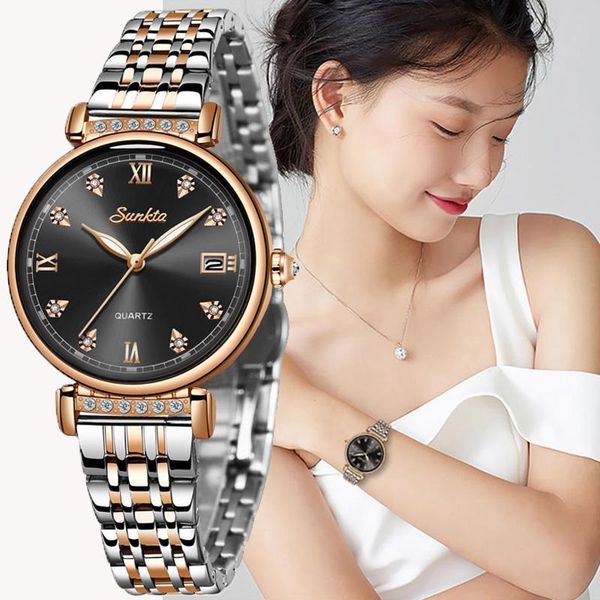 wristwatches 2021 sunkta fashion luxury ladies watch waterproof rose gold steel mesh quartz women watches brand clock relogio feminino, Slivery;brown
wristwatches 2021 sunkta fashion luxury ladies watch waterproof rose gold steel mesh quartz women watches brand clock relogio feminino, Slivery;brown