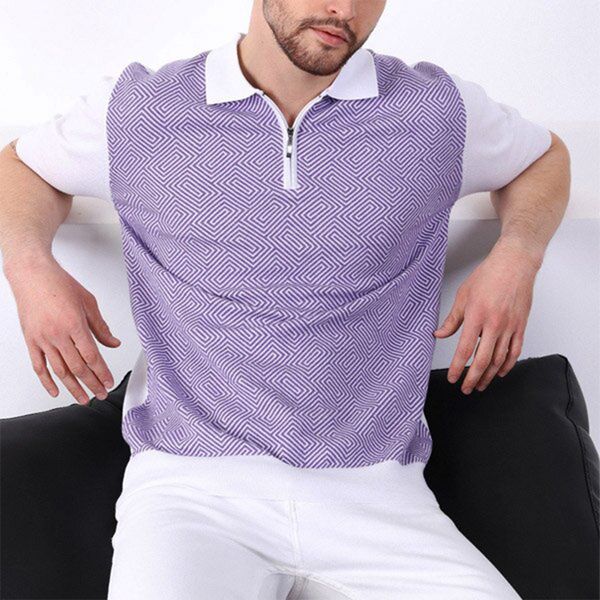 tight blue pattern men's zipper polo shirt comfortable breathable fashionable cool daily travel work party, White;black
tight blue pattern men's zipper polo shirt comfortable breathable fashionable cool daily travel work party, White;black