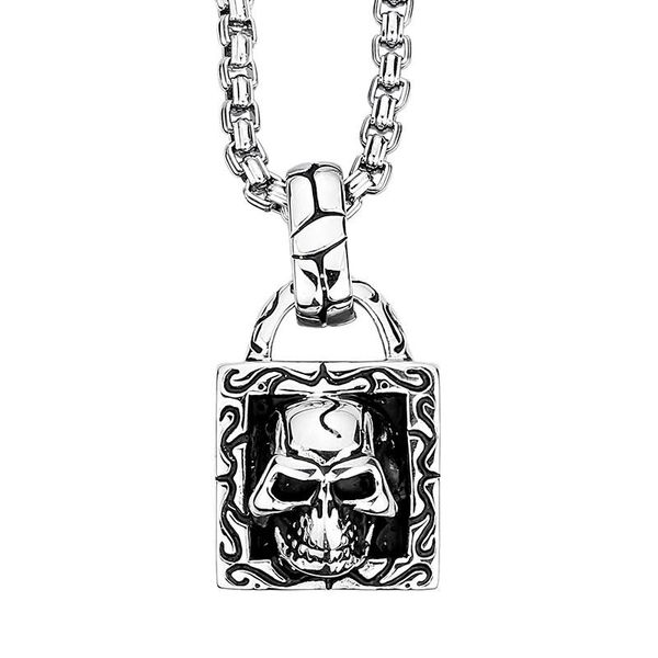 punk stainless steel skull pendant necklace fashion lock charm long chain men's rock wholesale boyfriend gift necklaces, Silver
punk stainless steel skull pendant necklace fashion lock charm long chain men's rock wholesale boyfriend gift necklaces, Silver
