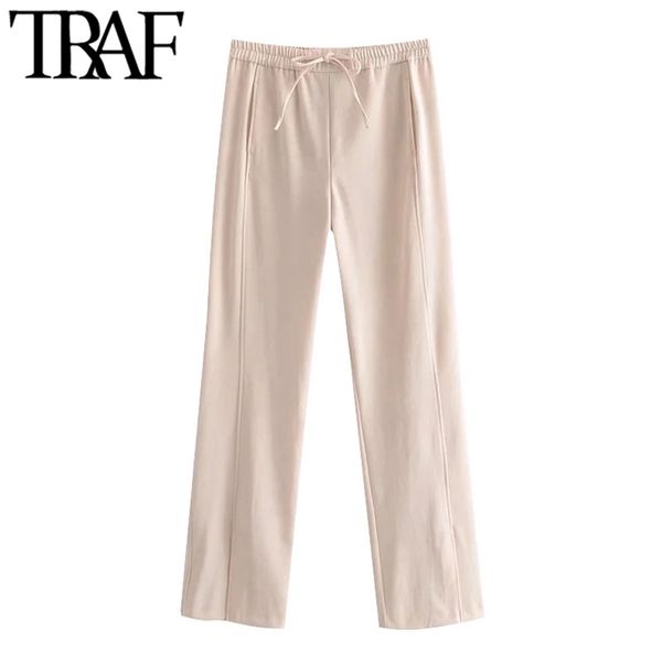 women chic fashion slit hem side pocket wide leg pants vintage high elastic waist drawstring female trousers mujer 210507, Black;white
women chic fashion slit hem side pocket wide leg pants vintage high elastic waist drawstring female trousers mujer 210507, Black;white