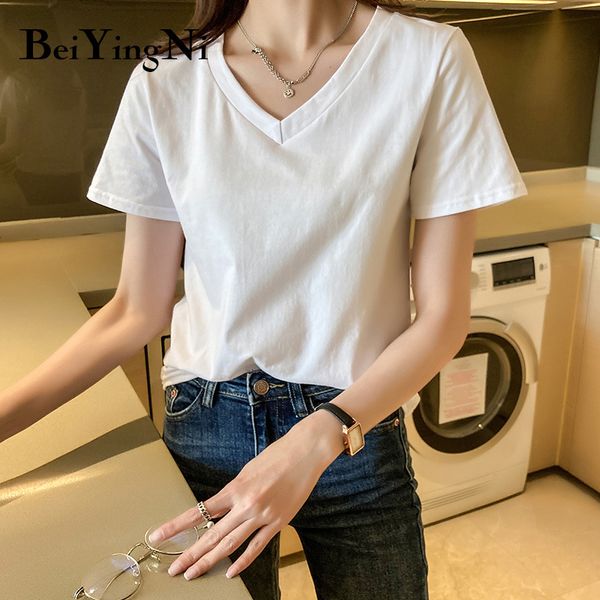 oversized tshirts female v-neck slim plain casual plus size simple basic t-shirt women summer short sleeve 210427, White
oversized tshirts female v-neck slim plain casual plus size simple basic t-shirt women summer short sleeve 210427, White