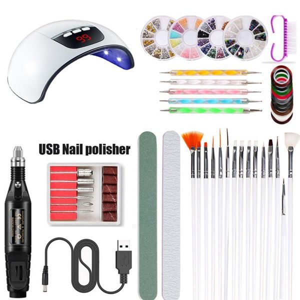 nail art kits 39pcs/set 45w professional set uv led lamp dryer with 15pcs brush manicure tools electric drill
nail art kits 39pcs/set 45w professional set uv led lamp dryer with 15pcs brush manicure tools electric drill