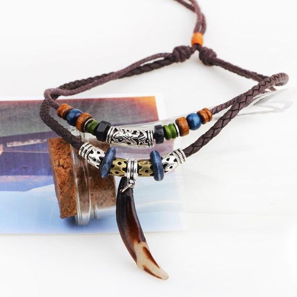 vintage men's necklace wolf tooth pendant beads leather hand weaved bohemian boho jewelry for women men necklaces, Silver
vintage men's necklace wolf tooth pendant beads leather hand weaved bohemian boho jewelry for women men necklaces, Silver