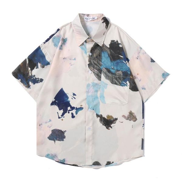men's casual shirts men clothing 2021 summer style ink tie-dye printing short-sleeved shirt retro loose french design, White;black
men's casual shirts men clothing 2021 summer style ink tie-dye printing short-sleeved shirt retro loose french design, White;black