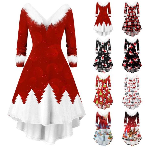casual dresses vintage for women christmas faux-plush party dress long sleeve v collar asymmetrical robe longue femme, Black;gray
casual dresses vintage for women christmas faux-plush party dress long sleeve v collar asymmetrical robe longue femme, Black;gray