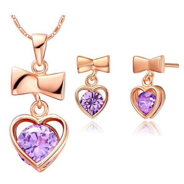 earrings & necklace romantic and vintage heart shape inlay purple white cubic zirconia pendant rose gold women jewelry setst311, Silver
earrings & necklace romantic and vintage heart shape inlay purple white cubic zirconia pendant rose gold women jewelry setst311, Silver