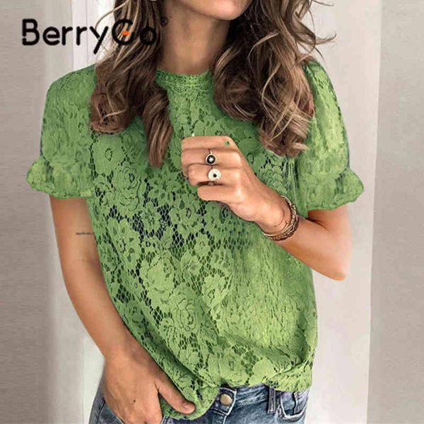 berrygo casual loose green short sleeved t-shirt fashion summer women solid flower hollow o-neck office ladies 210513, White
berrygo casual loose green short sleeved t-shirt fashion summer women solid flower hollow o-neck office ladies 210513, White