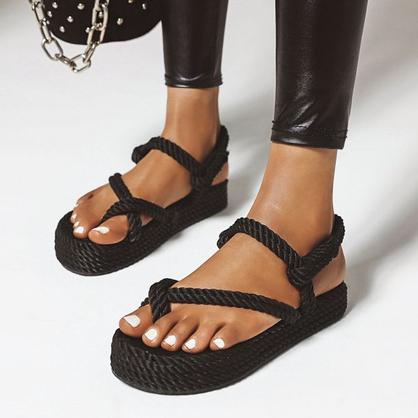 fashion women sandals casual flip flops summer flat heel front rear strap slip on sandal women buckle thin belt hemp platform open toe shoes, Black
fashion women sandals casual flip flops summer flat heel front rear strap slip on sandal women buckle thin belt hemp platform open toe shoes, Black