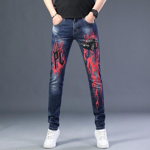 men's jeans autumn regular style laser color drawn printed trendy brand korean version of self-cultivation small feet stretch fa, Blue
men's jeans autumn regular style laser color drawn printed trendy brand korean version of self-cultivation small feet stretch fa, Blue