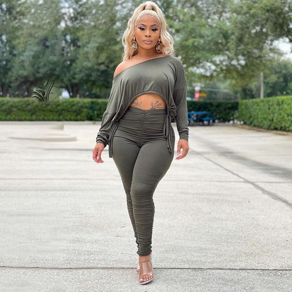 women's two piece pants 2021 autumn fashion wear off shoulder bat sleeve pleated exposed navel suit leggings, White
women's two piece pants 2021 autumn fashion wear off shoulder bat sleeve pleated exposed navel suit leggings, White