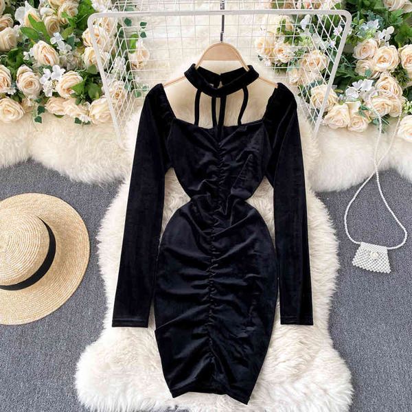 halter hollow out bodycon dress female elegant long sleeve draped mini vestidos women spring autumn fashion 210426, Black;gray
halter hollow out bodycon dress female elegant long sleeve draped mini vestidos women spring autumn fashion 210426, Black;gray