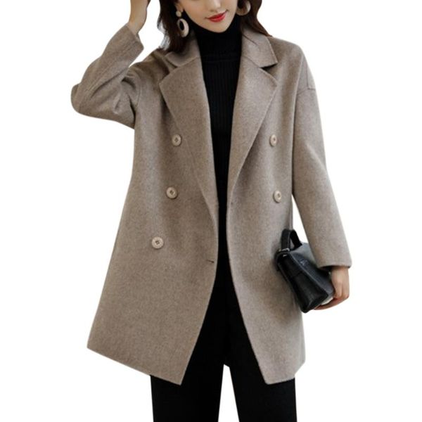 winter elegant office women coats blends full sleeve mid-length outwear lepal double breasted feminine solid korean coats#e women's woo, Black
winter elegant office women coats blends full sleeve mid-length outwear lepal double breasted feminine solid korean coats#e women's woo, Black