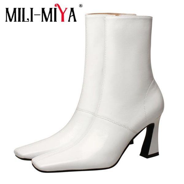 boots mili-miya fashion comfortable waterproof genuine leather women ankle elegant square toe thick heels party casual shoes, Black
boots mili-miya fashion comfortable waterproof genuine leather women ankle elegant square toe thick heels party casual shoes, Black