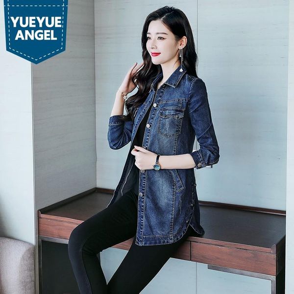 women's jackets denim coat female long sleeve slim spring autumn single breasted office jean jacket blue casual outwear jaqueta feminin, Black;brown 
women's jackets denim coat female long sleeve slim spring autumn single breasted office jean jacket blue casual outwear jaqueta feminin, Black;brown