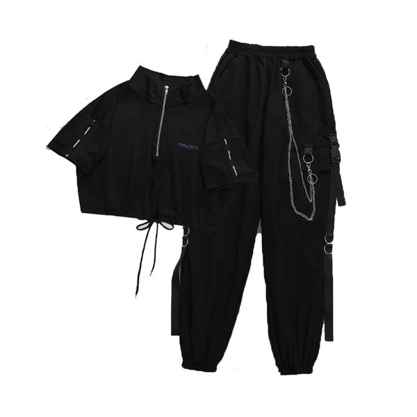 women's cargo pants buckle ribbon pocket jogger elastic waist high streetwear harajuku pant chain females two piece 210925, Black;white
women's cargo pants buckle ribbon pocket jogger elastic waist high streetwear harajuku pant chain females two piece 210925, Black;white