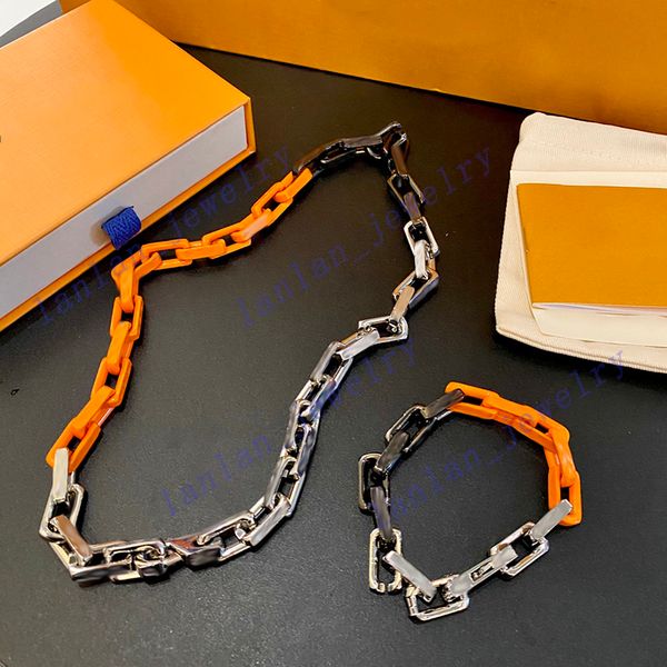 v0-01 men's link necklaces bracelets designer letter logo orange black silver three color mosaic bamboo necklace bracelet, Golden;silver
v0-01 men's link necklaces bracelets designer letter logo orange black silver three color mosaic bamboo necklace bracelet, Golden;silver