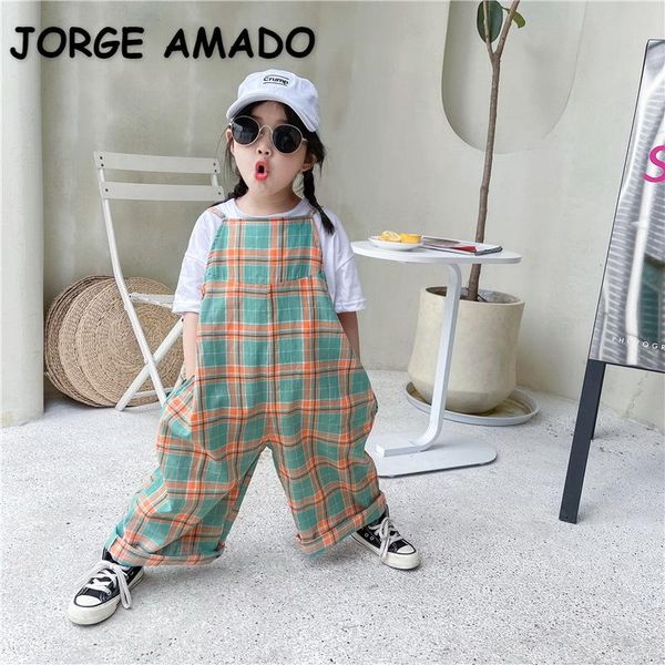 korean style summer kids girls overalls green orange plaid sling pants wide leg loose casual clothes e2025 jumpsuits, Blue
korean style summer kids girls overalls green orange plaid sling pants wide leg loose casual clothes e2025 jumpsuits, Blue