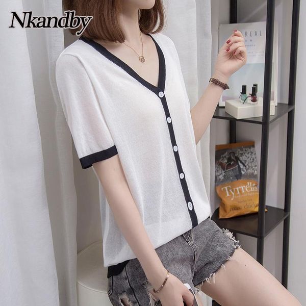 women's knits & tees nkandby plus size women summer knitted 2021 v-neck ice silk short sleeve thin cardigans sweaters oversize knitwea, White
women's knits & tees nkandby plus size women summer knitted 2021 v-neck ice silk short sleeve thin cardigans sweaters oversize knitwea, White