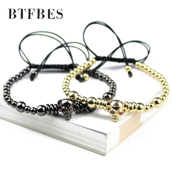 charm bracelets btfbes gold skull men's bracelet 4mm copper beads women handmade lucky braided rope fashion jewelry pulseira party gift, Golden;silver
charm bracelets btfbes gold skull men's bracelet 4mm copper beads women handmade lucky braided rope fashion jewelry pulseira party gift, Golden;silver