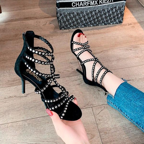 sandals women summer fashion women's 2021 rivets thin heels open toe high woman shoes adult, Black
sandals women summer fashion women's 2021 rivets thin heels open toe high woman shoes adult, Black