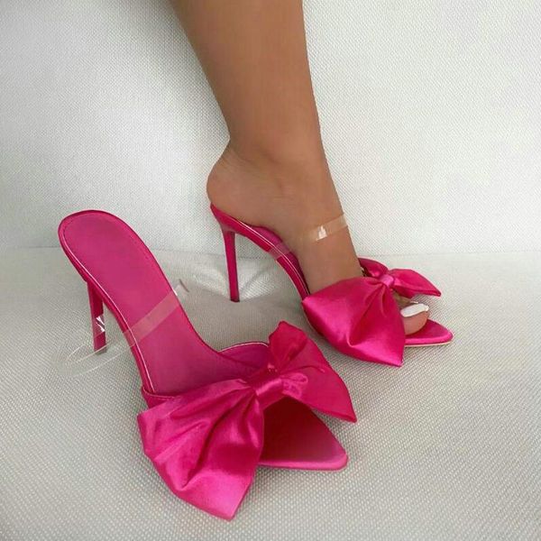 luxury pointed toe big bow slides women summer slippers transparent band thin high heels sandals ladies dress shoes sx4458, Black
luxury pointed toe big bow slides women summer slippers transparent band thin high heels sandals ladies dress shoes sx4458, Black