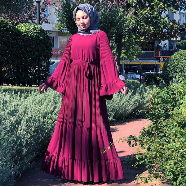muslim hijab dress big swing flare sleeve empire lace-up pleated abaya dresses women wrinkle long robes dubai islamic clothing, Red
muslim hijab dress big swing flare sleeve empire lace-up pleated abaya dresses women wrinkle long robes dubai islamic clothing, Red