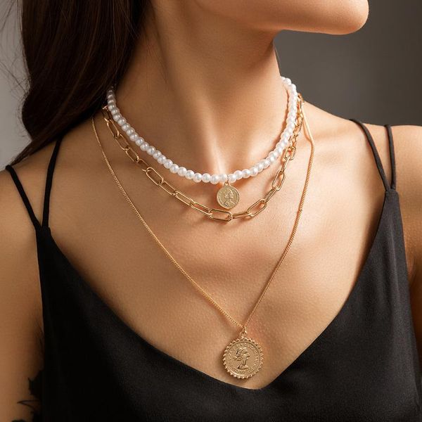 pendant necklaces europe and america cross border jewelry multi layered pearl retro trendy relief necklace fashion sweater chain, Silver
pendant necklaces europe and america cross border jewelry multi layered pearl retro trendy relief necklace fashion sweater chain, Silver