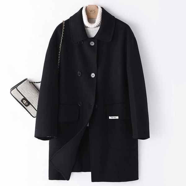 women's wool & blends 2021 tweed coat middle and long small fashionable foreign style double-sided cashmere trend, Black
women's wool & blends 2021 tweed coat middle and long small fashionable foreign style double-sided cashmere trend, Black