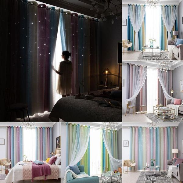 1pc gradient hollow star double layer light heat insulation bedroom shading curtain supplies & drapes
1pc gradient hollow star double layer light heat insulation bedroom shading curtain supplies & drapes