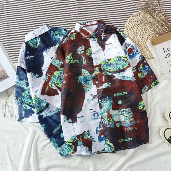 men's casual shirts shirtshirt man summer casual loose youth lapel color matching printing short thin shirt trend medium sleeve cardiga, White;black
men's casual shirts shirtshirt man summer casual loose youth lapel color matching printing short thin shirt trend medium sleeve cardiga, White;black