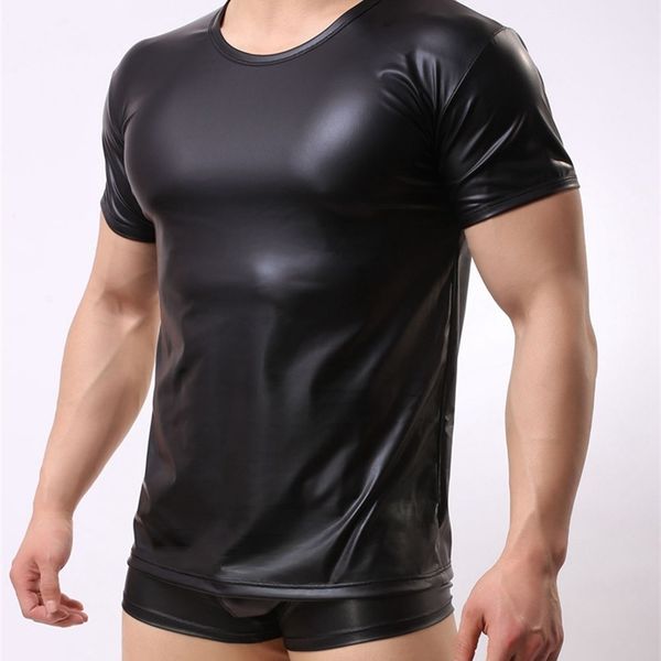 patent round neck summer t-shirt imitation leather short sleeve men's t-shirt new, White;black
patent round neck summer t-shirt imitation leather short sleeve men's t-shirt new, White;black