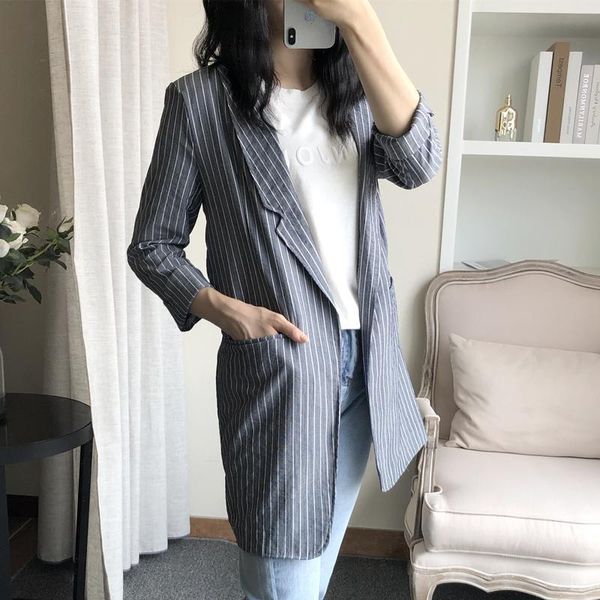 women's suits & blazers striped long style women jacket and blazer female notched collar asymmetrical ladies feminino, White;black
women's suits & blazers striped long style women jacket and blazer female notched collar asymmetrical ladies feminino, White;black