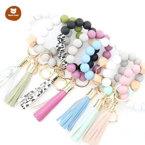 fashion silicone bead bracelets beech tassel key chain pendant leather bracelet women's jewelry 14 styles ew
fashion silicone bead bracelets beech tassel key chain pendant leather bracelet women's jewelry 14 styles ew