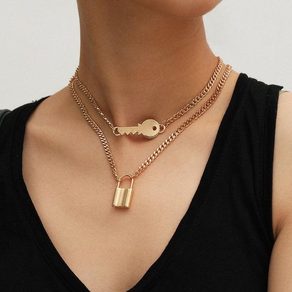 key lock metal chain multilayer fashion jewelry pendant necklaces punk necklace for women classic accessories gift minimalist, Silver
key lock metal chain multilayer fashion jewelry pendant necklaces punk necklace for women classic accessories gift minimalist, Silver