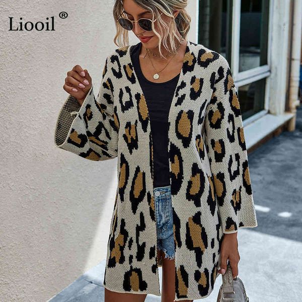 knits casual knit leopard print cardigan women long flare sleeve loose womens autumn clothes and sweaters, White
knits casual knit leopard print cardigan women long flare sleeve loose womens autumn clothes and sweaters, White
