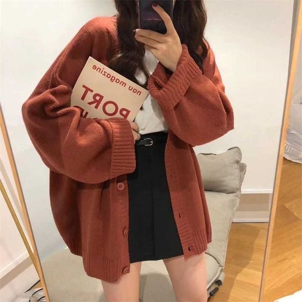women sweaters solid v-neck single breasted loose females cardigan leisure chic elegant trendy warm outwear knitted street 211103, White;black
women sweaters solid v-neck single breasted loose females cardigan leisure chic elegant trendy warm outwear knitted street 211103, White;black