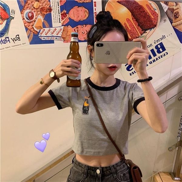 women's t-shirt xuan ya wind net red high waist navel super cec short sleeve clothes tight-fitting korean style ins, White
women's t-shirt xuan ya wind net red high waist navel super cec short sleeve clothes tight-fitting korean style ins, White