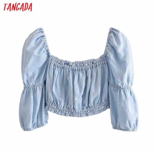 tangada women retro blue backless bow crop shirt long sleeve summer chic female slim shirt 3h372 210609, White
tangada women retro blue backless bow crop shirt long sleeve summer chic female slim shirt 3h372 210609, White