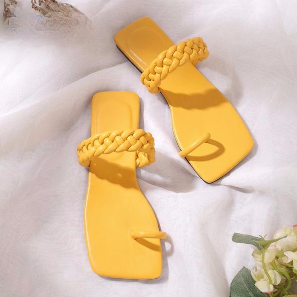 women's weave yellow slipper 2021 outdoor beach slippers pu leather women slides ladies flat casual toe ring soft comfort shoes, Black
women's weave yellow slipper 2021 outdoor beach slippers pu leather women slides ladies flat casual toe ring soft comfort shoes, Black