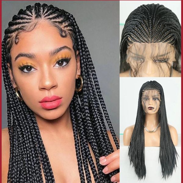 30 inches black braided synthetic lace front wigs pigtail frontal pelucas simulation human hair wig fx10, Black;brown
30 inches black braided synthetic lace front wigs pigtail frontal pelucas simulation human hair wig fx10, Black;brown