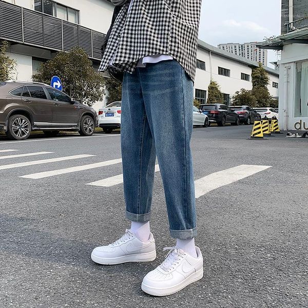 men's jeans men korean edition trend slim body small feet autumn logo joinable leisure nine minutes of pants 2021 trousers, Blue
men's jeans men korean edition trend slim body small feet autumn logo joinable leisure nine minutes of pants 2021 trousers, Blue