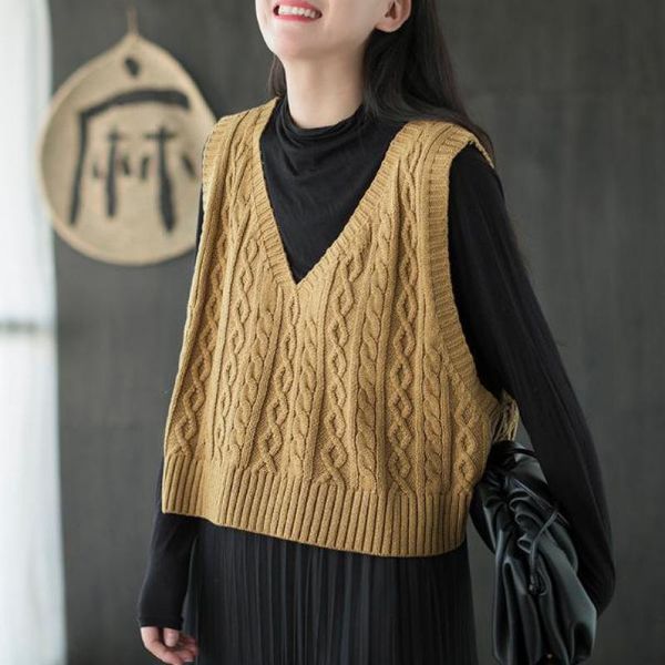 johnature retro loose v-neck pullover knitted vests autumn simple comfortable 4 color all-match women knitwear vest 210521, White
johnature retro loose v-neck pullover knitted vests autumn simple comfortable 4 color all-match women knitwear vest 210521, White