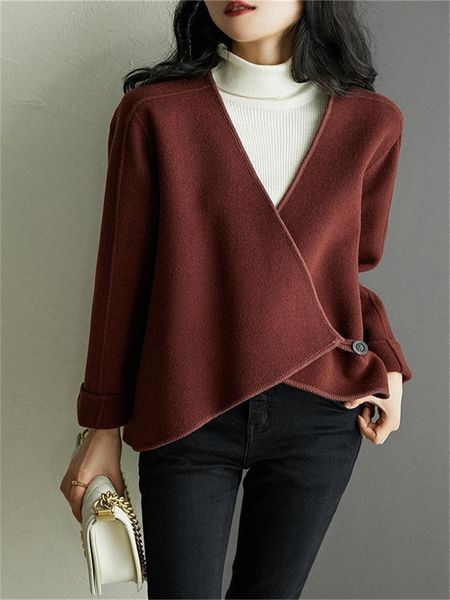 women's jackets women spring autumn irregularly wrapped single-button blouses female loose long sleeve outwear lady chic jacket winter, Black;brown
women's jackets women spring autumn irregularly wrapped single-button blouses female loose long sleeve outwear lady chic jacket winter, Black;brown