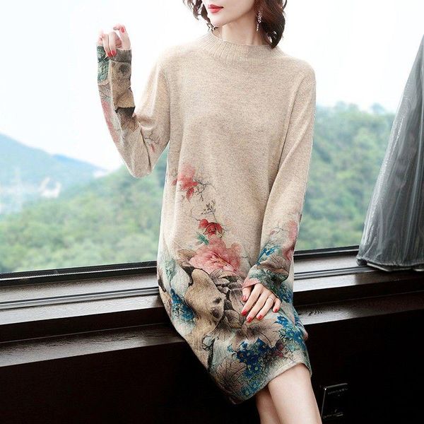 women's sweaters 2021 fall winter vintage women stand collar floral printed knitted sweater dress female autumn knitting dresses z54, White;black
women's sweaters 2021 fall winter vintage women stand collar floral printed knitted sweater dress female autumn knitting dresses z54, White;black