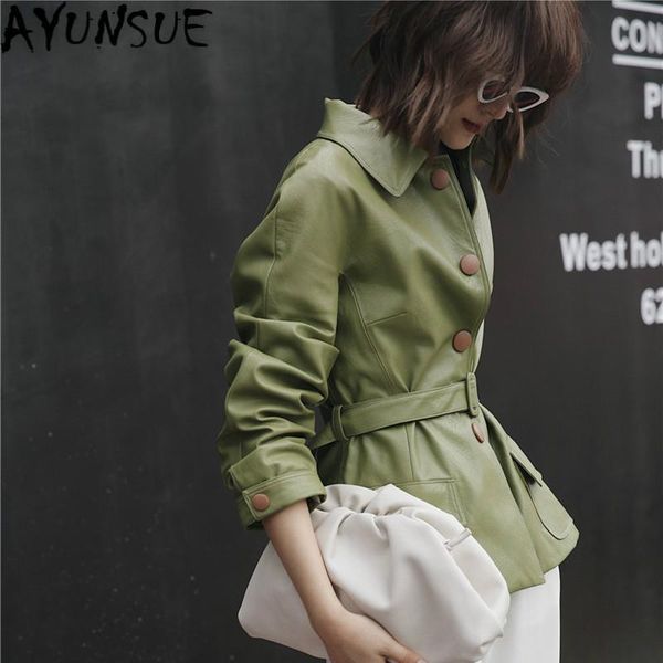 women's leather & faux ayunsue real jacket green female pu jackets for women spring autumn slim casacos feminino 244 pph477, Black
women's leather & faux ayunsue real jacket green female pu jackets for women spring autumn slim casacos feminino 244 pph477, Black