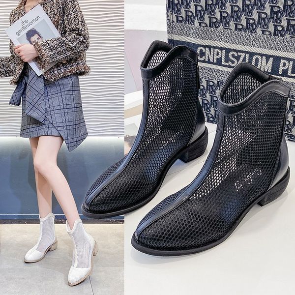 gauze cool boots women's 2021 summer korean thick heel hollow net face thin v-mouth pointed roman sandals, Black
gauze cool boots women's 2021 summer korean thick heel hollow net face thin v-mouth pointed roman sandals, Black