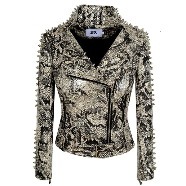 2020 new women's pu punk stud snake stripe jacket fashion slim zipper coat rivet casual faux leather motorcycle outerwear, Black
2020 new women's pu punk stud snake stripe jacket fashion slim zipper coat rivet casual faux leather motorcycle outerwear, Black