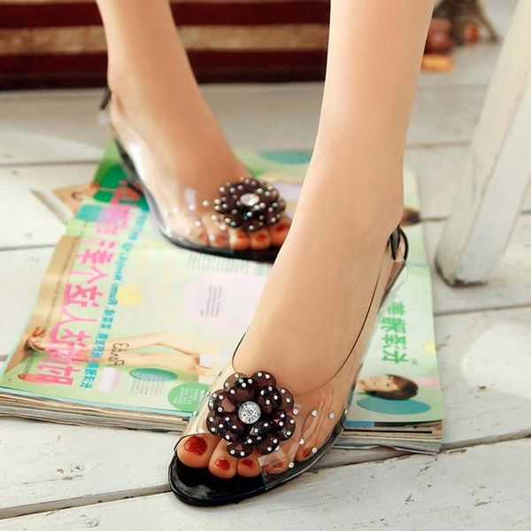 sandals fashion women's jelly wedges rhinestone flower wedge high heels casual, Black
sandals fashion women's jelly wedges rhinestone flower wedge high heels casual, Black