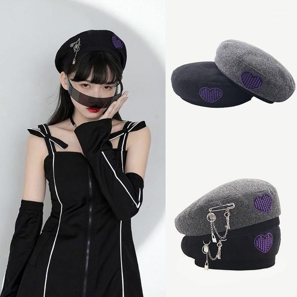 berets beret hats woolen made color optional with embroidered heart decoration for girls students in japanese style, Blue;gray
berets beret hats woolen made color optional with embroidered heart decoration for girls students in japanese style, Blue;gray