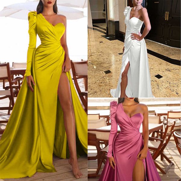 luxury evening dress 2021 autumn women's sleeved silk long slit one shoulder trailing banquet evening, Black;gray
luxury evening dress 2021 autumn women's sleeved silk long slit one shoulder trailing banquet evening, Black;gray